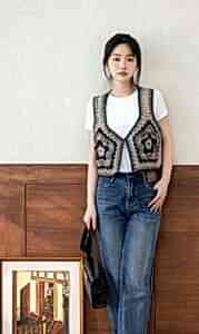 Tığ İşi Motifli Örgü Yelek Yapılışı 2